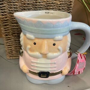 Pink Christmas Nutcracker Measuring Jug Ceramic Pitcher NWT Bakeshop